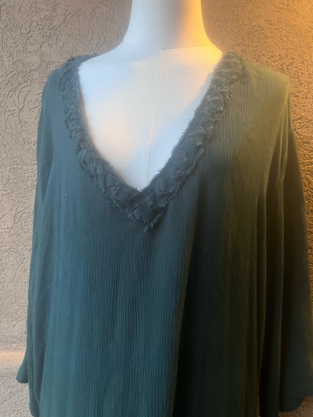 Marrakech V-Neck Textured Midi Dress in Teal - Picture 4 of 7